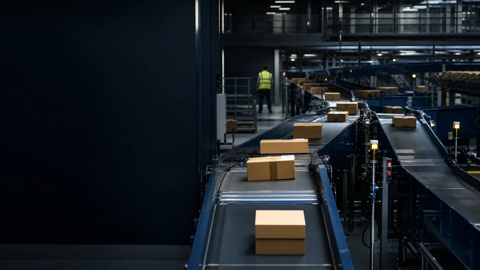 Neutral commercial parcels moving through an automated business sorting facility